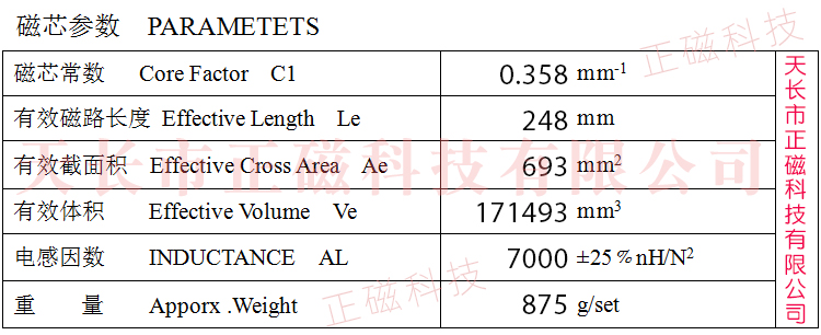 磁芯EE110/56/20參數圖